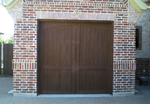 Freshly painted wooden garage doors