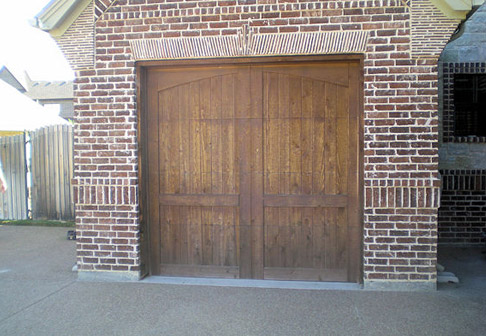 Old and weathered wooden garage doors
