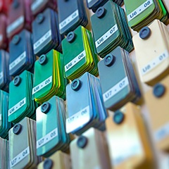 a wall of paint samples