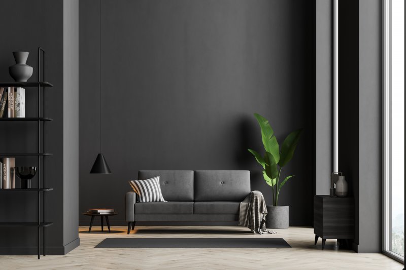 black living room interior