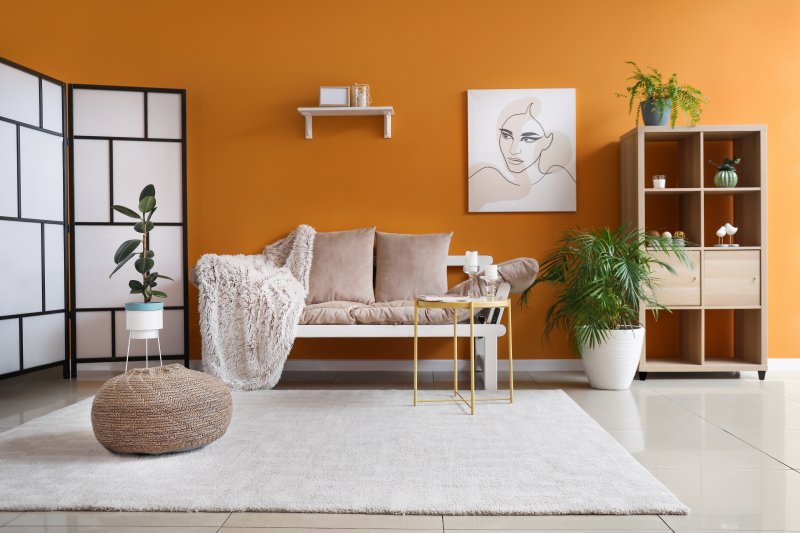 modern orange interior living room 